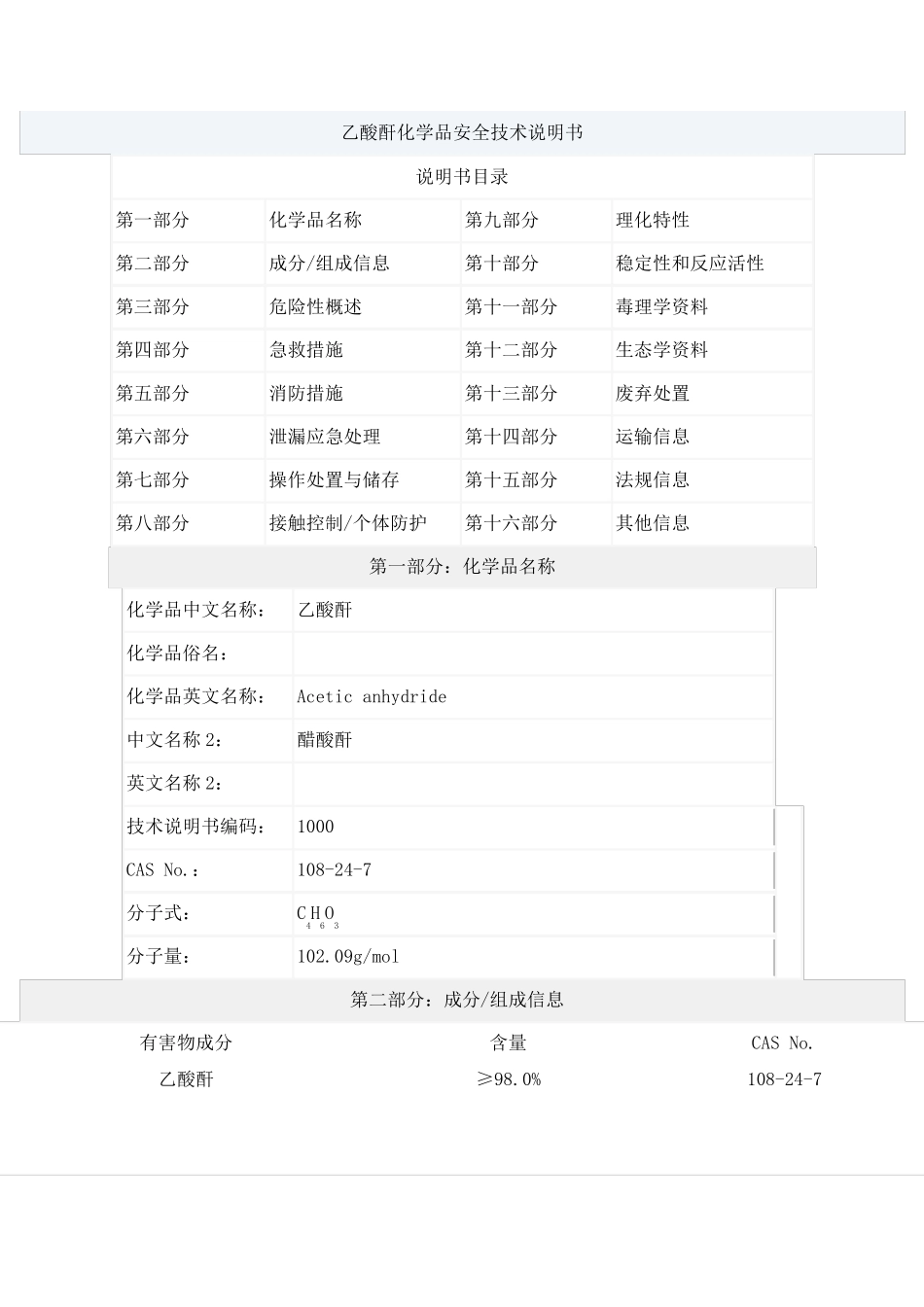 乙酸酐安全技术说明书_第1页