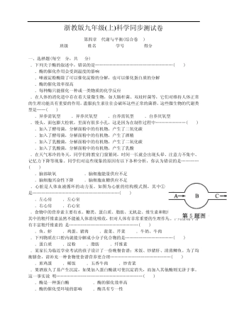 九上科学第四章代谢与平衡(综合卷A)含答案