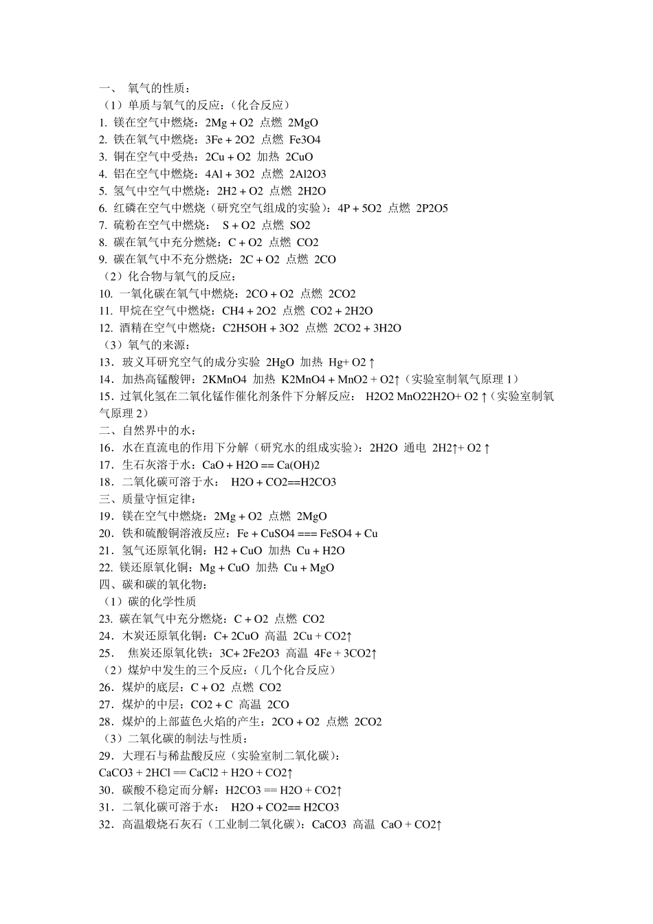 九下化学方程式_第1页