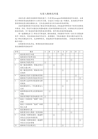 九型人格测试问卷