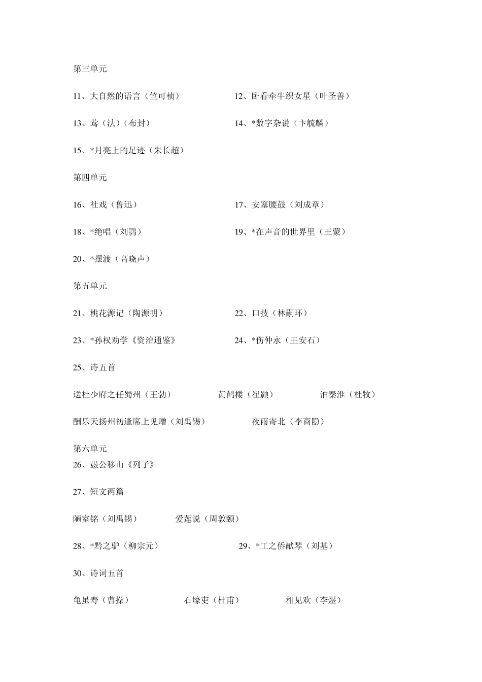 九年义务教育初中语文教材目录_第3页