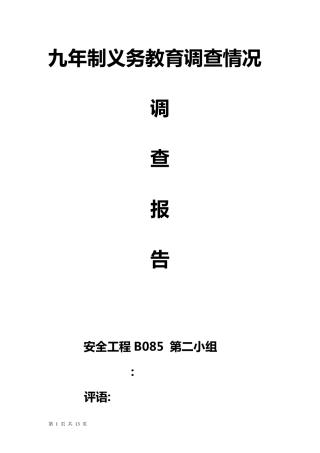 九年义务教育调查报告