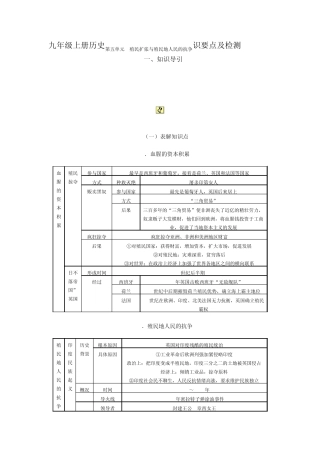 九年级上册历史第五单元殖民扩张与殖民地人民的抗争识要点及检测
