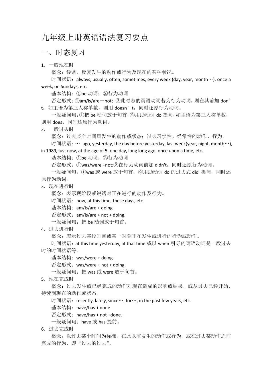 九年级上册英语语法复习要点_第1页
