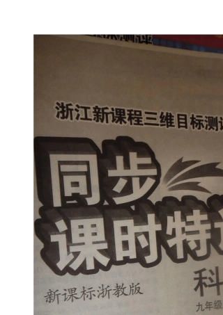 九年级上科学课时特训答案