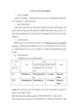 九年级初三英语定语从句完整归纳讲解及练习
