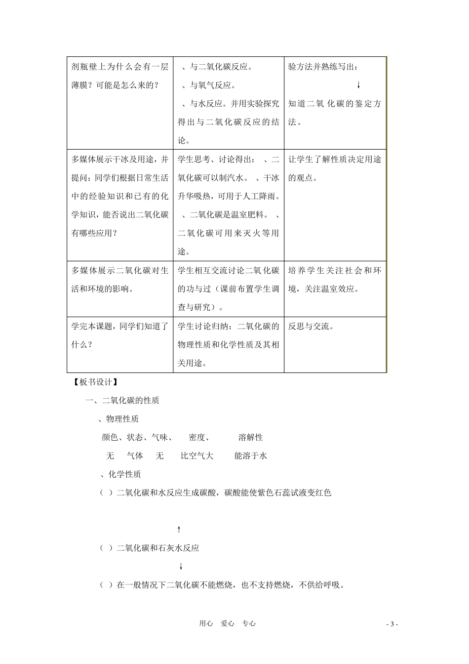 九年级化学上册6.3《二氧化碳和一氧化碳》教案人教新课标版_第3页