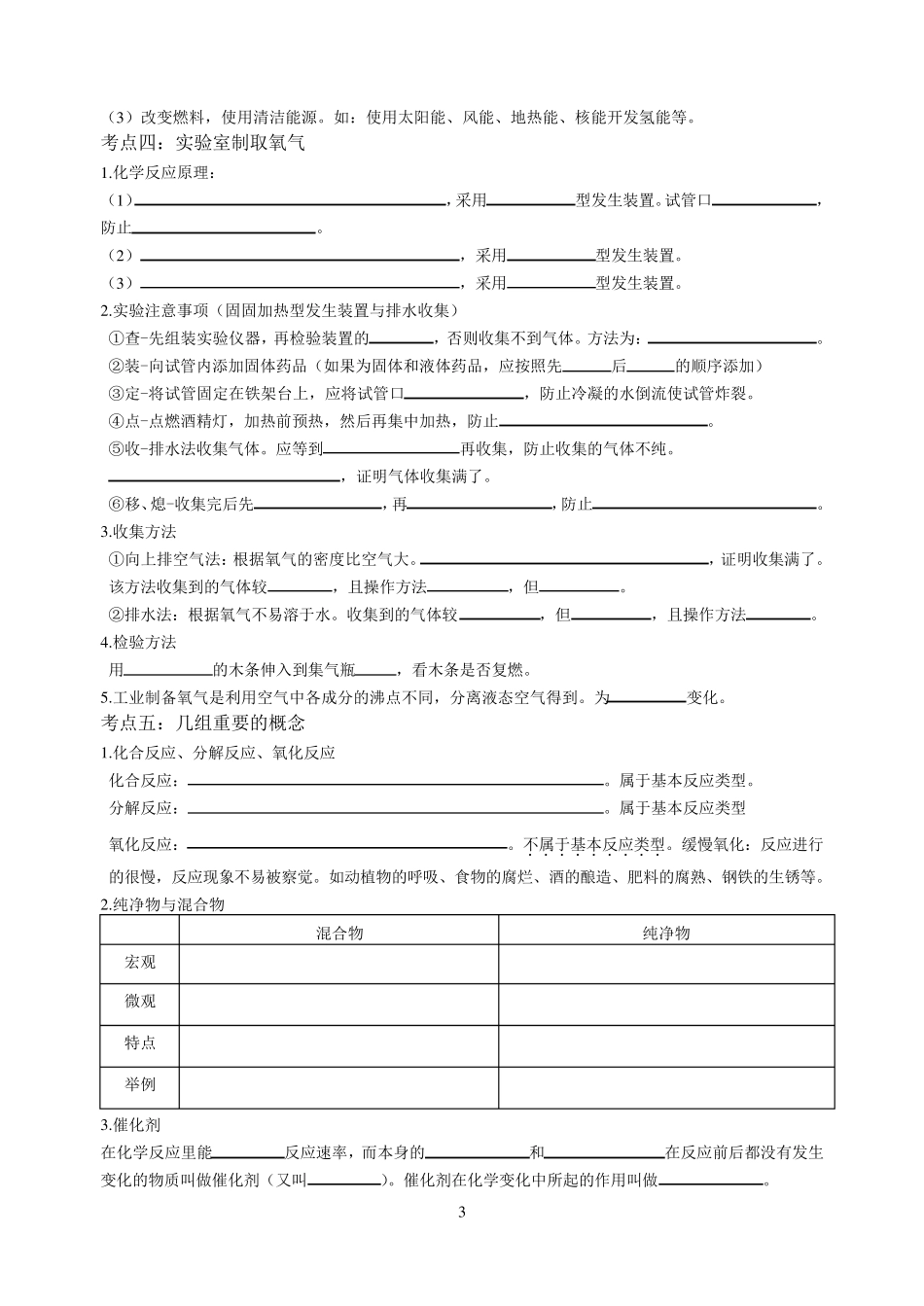 九年级化学上册知识点总结填空_第3页