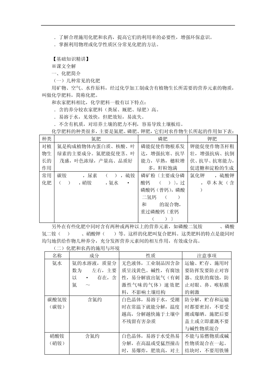 九年级化学化学肥料知识精讲_第2页