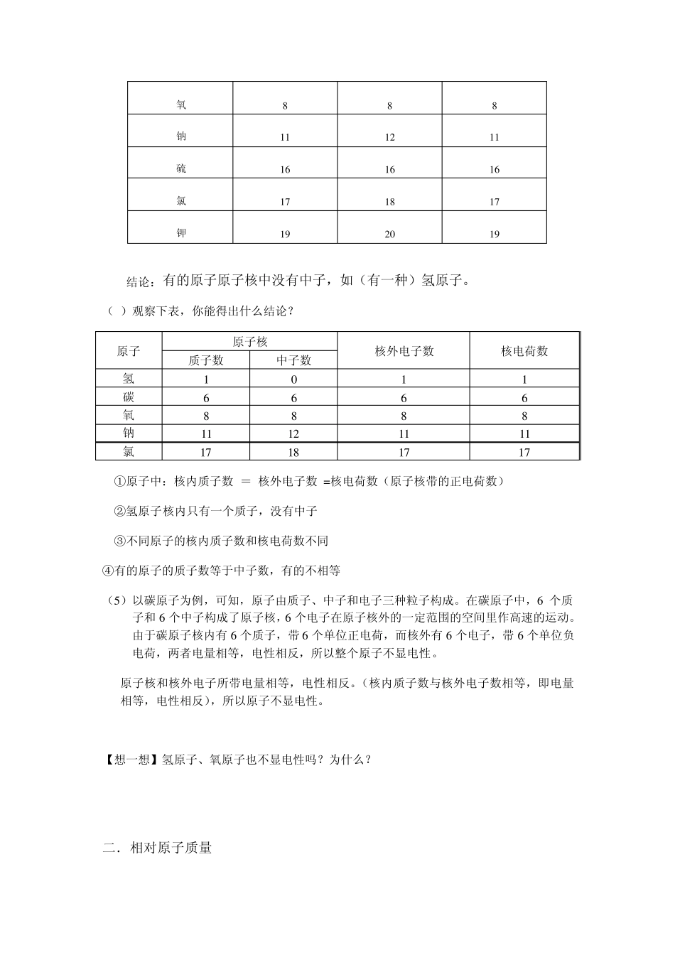 九年级化学原子的构成教案_第3页