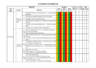 九年级化学双向细目表