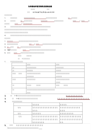 九年级化学复习知识点归纳总结(上册)