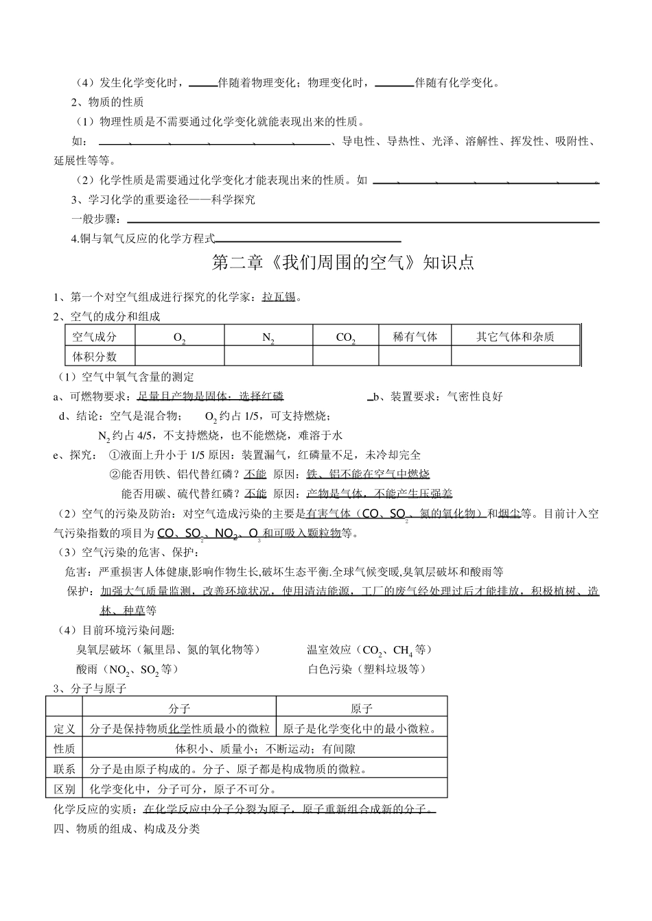 九年级化学新教材各章节知识点科教版_第3页