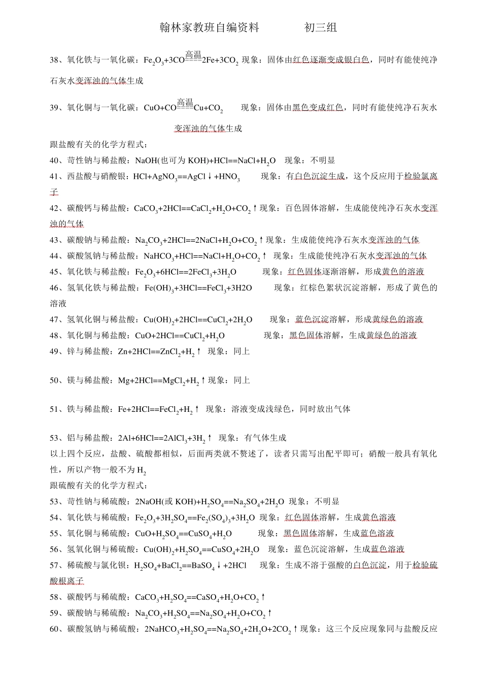 九年级化学方程式全集_第3页