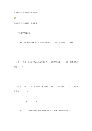 九年级化学计算题专题训练