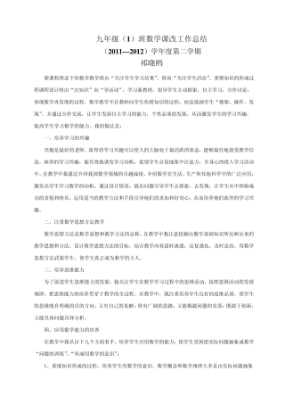 九年级数学课改工作总结