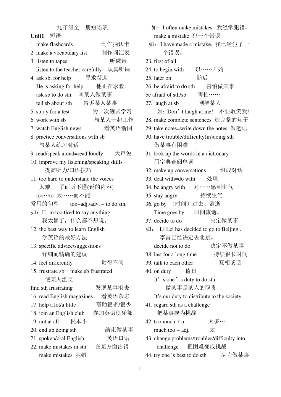 九年级英语全一册短语_第1页