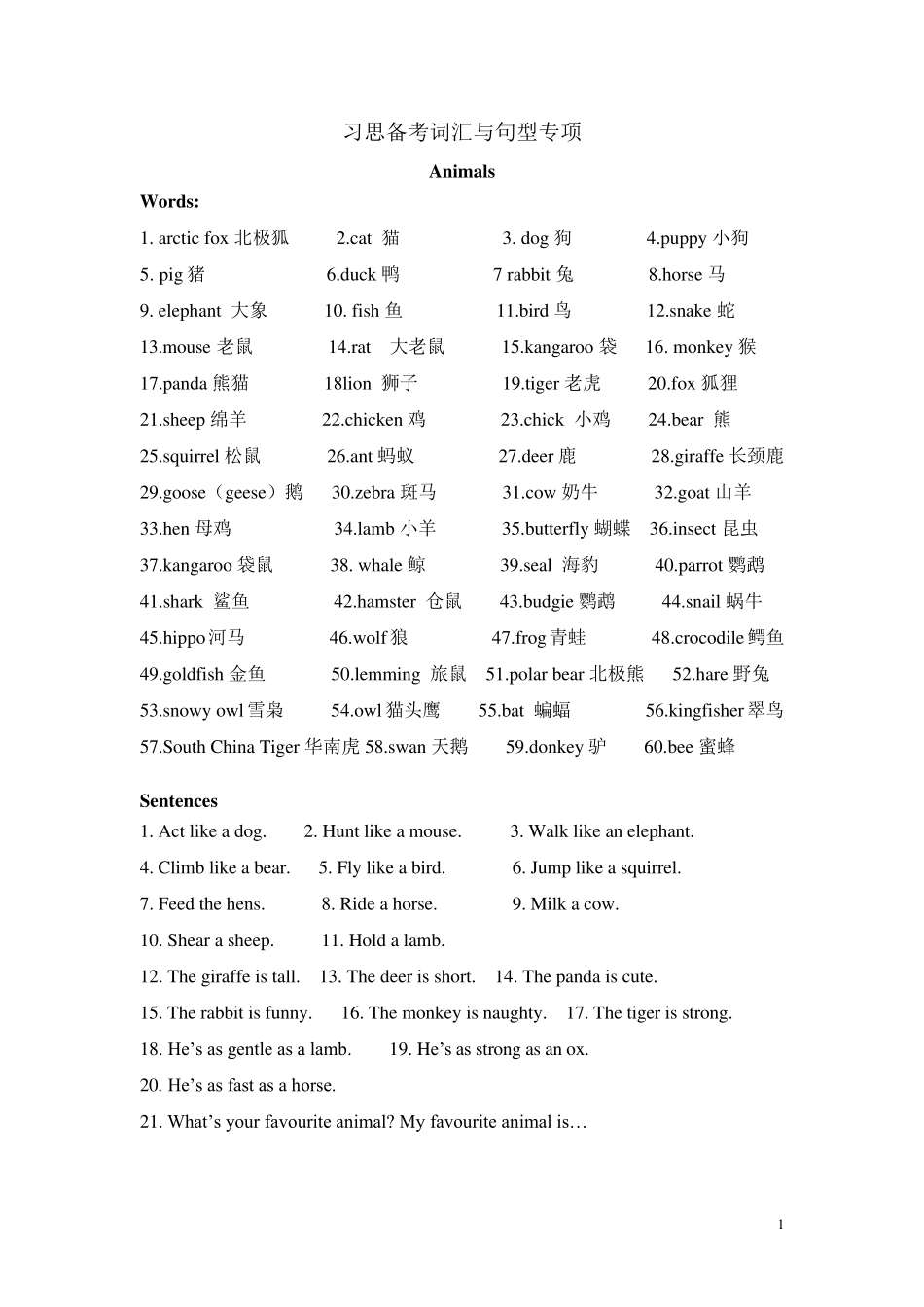 习思备考词汇与句型专项_第1页