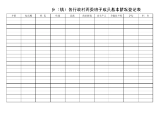 乡(镇)各行政村两委班子成员基本情况登记表