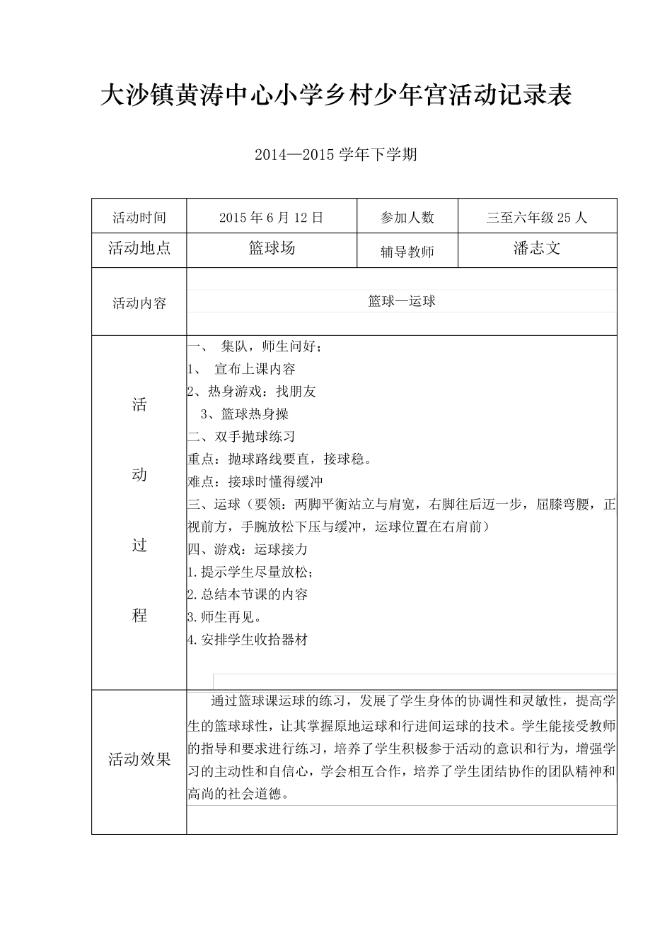 乡村少年宫活动记录表(篮球)_第2页