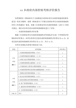 乡镇内部控制考核评价报告