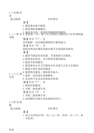 乡镇卫生院服务能力标准