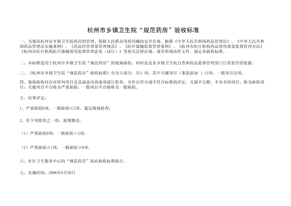乡镇卫生院规范药房考核标准_第1页