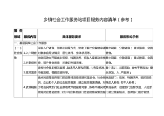 乡镇社会工作服务站项目工作清单