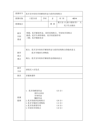 乳牙及年轻恒牙的解剖形态与组织结构特点