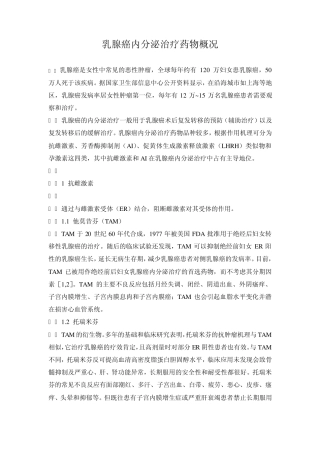 乳腺癌内分泌治疗药物概况