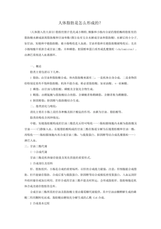 了解人体脂肪是怎么形成的？