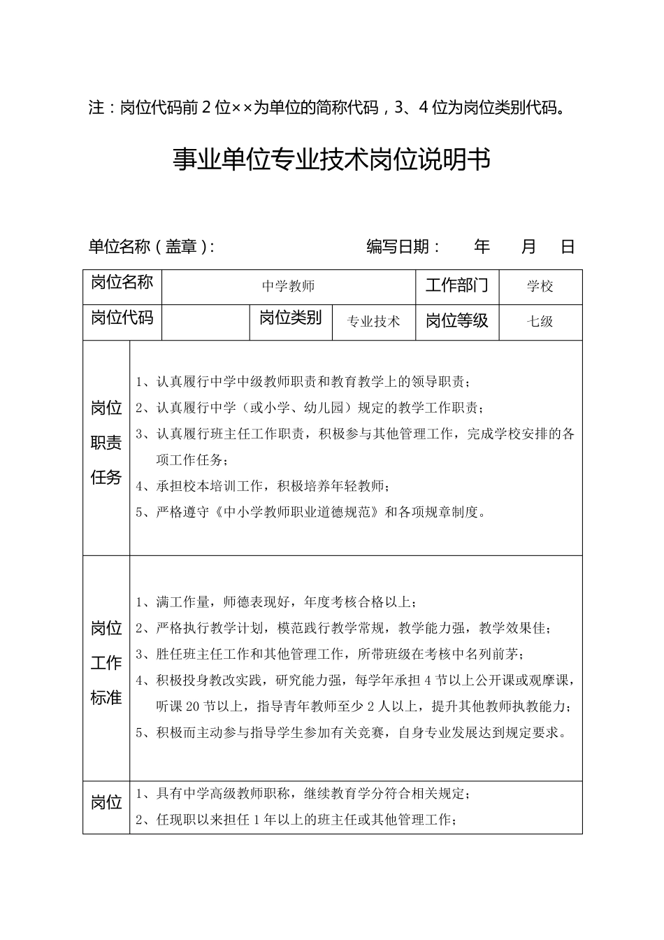 事业单位专业技术岗位说明书_第3页