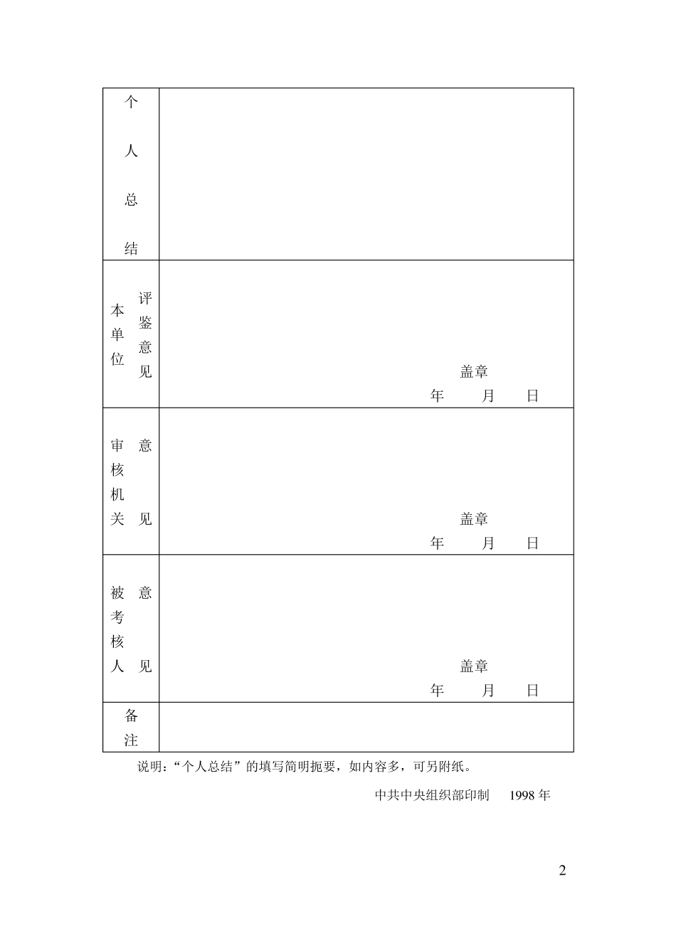 事业单位年度考核登记表_第2页