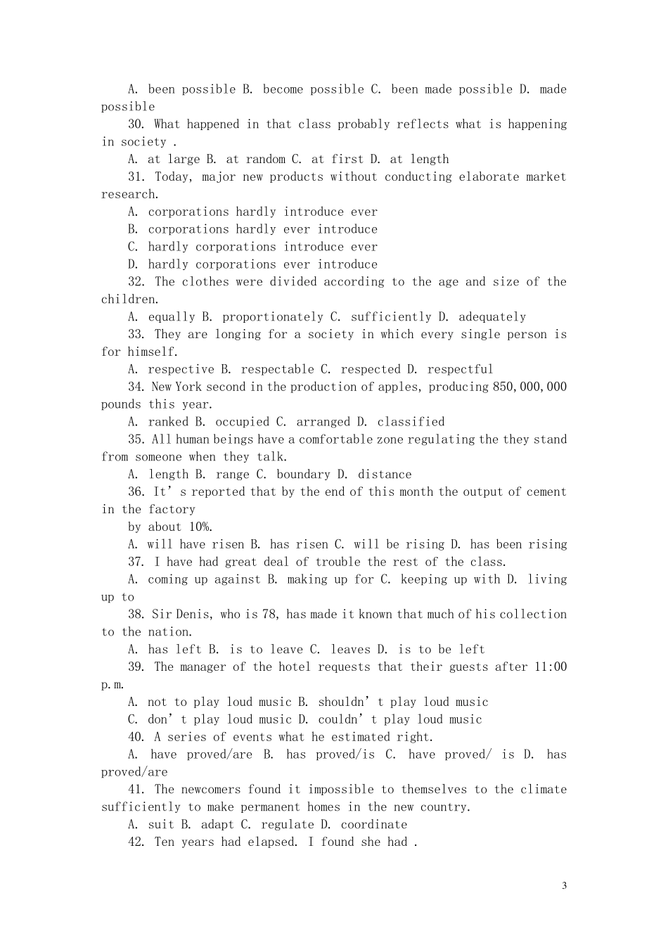 事业单位考试英语专业科目知识模拟试卷及参考答案_第3页