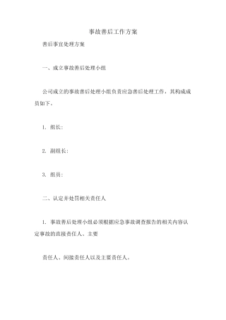 事故善后工作方案
