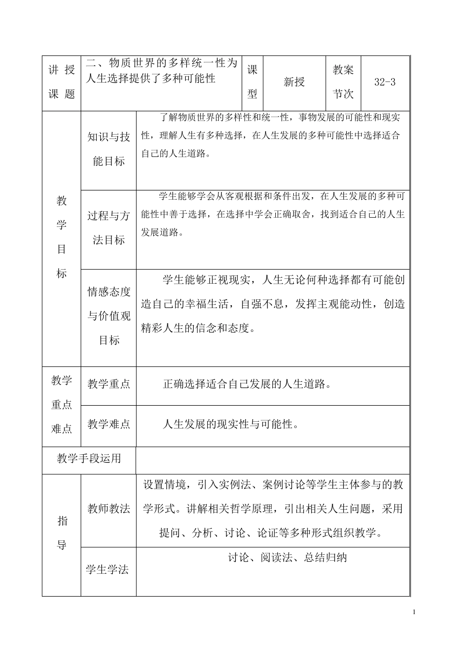 二、物质世界的多样统一性为人生选择提供了多种可能性_第1页