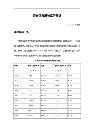 养老院市场和竞争分析