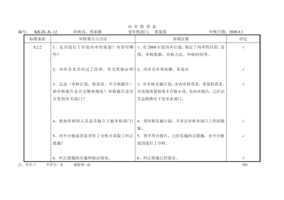内审检查表(质量部)_第3页