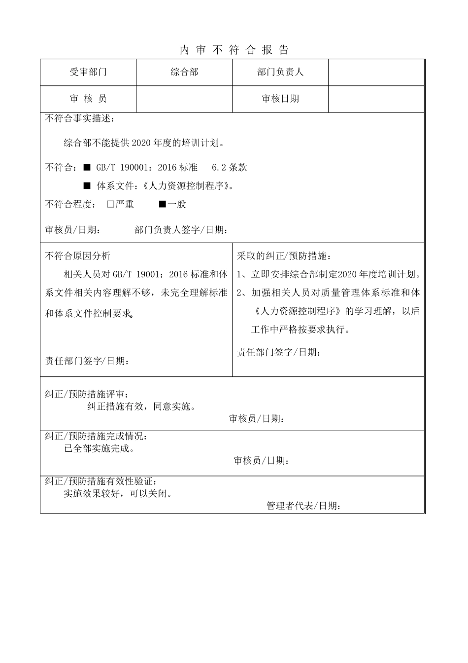 内审计划、内审记录及内审报告_第3页