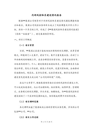 内部风控体系建设情况报告
