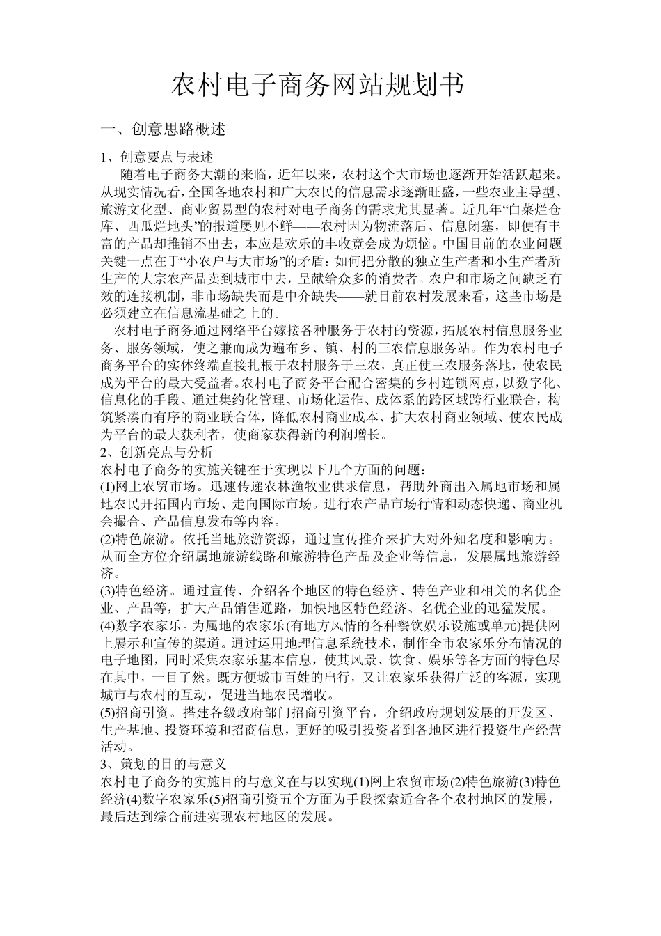 农村电子商务网站策划书_第1页