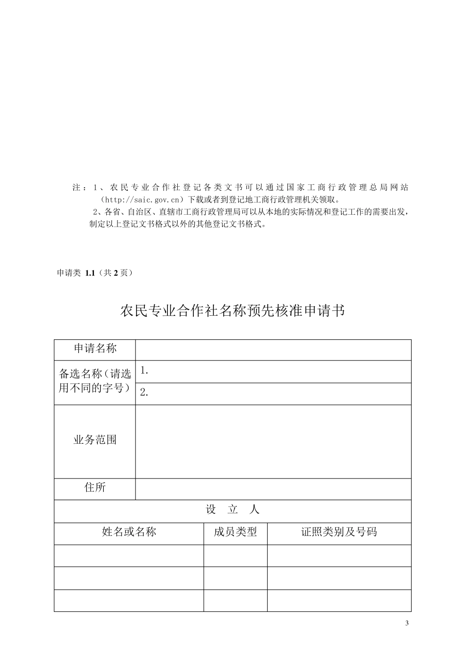 农民专业合作社登记表格_第3页