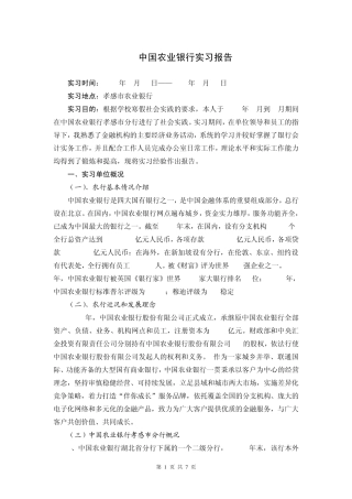 农行实习报告