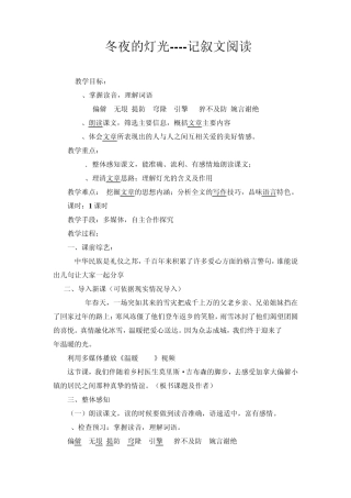 冬夜的灯光记叙文阅读