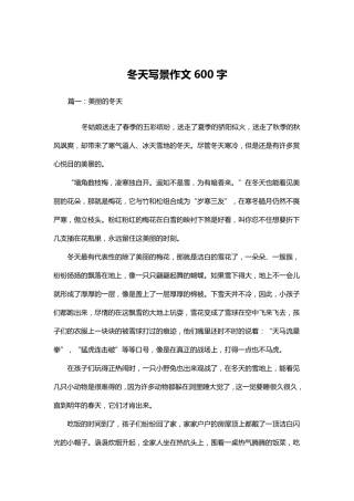 冬天写景作文600字
