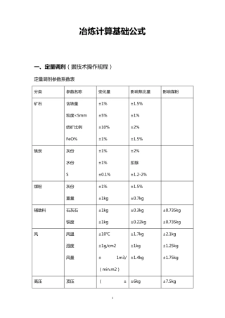 冶炼计算基础公式