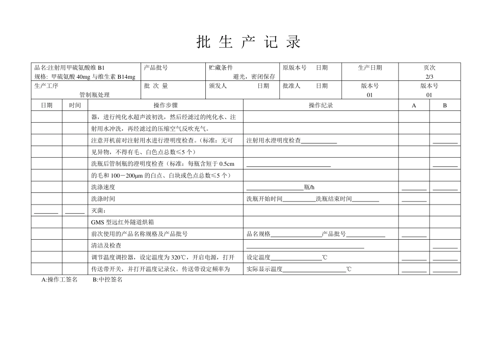 冻干制剂批生产记录_第2页