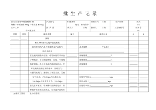 冻干制剂批生产记录