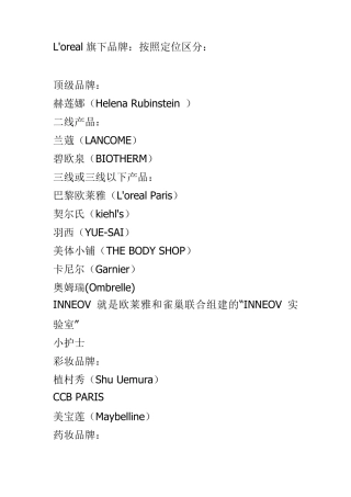 几大化妆品集团旗下品牌