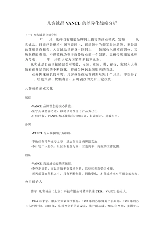 凡客诚品战略分析